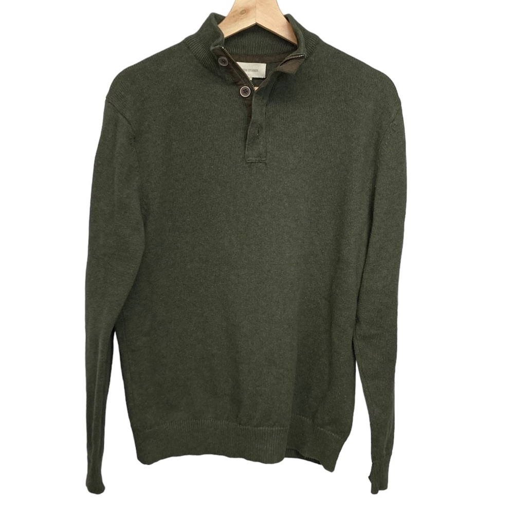 Frederick Anderson Copenhagen 1/4 Zip Sweater L dark olive green